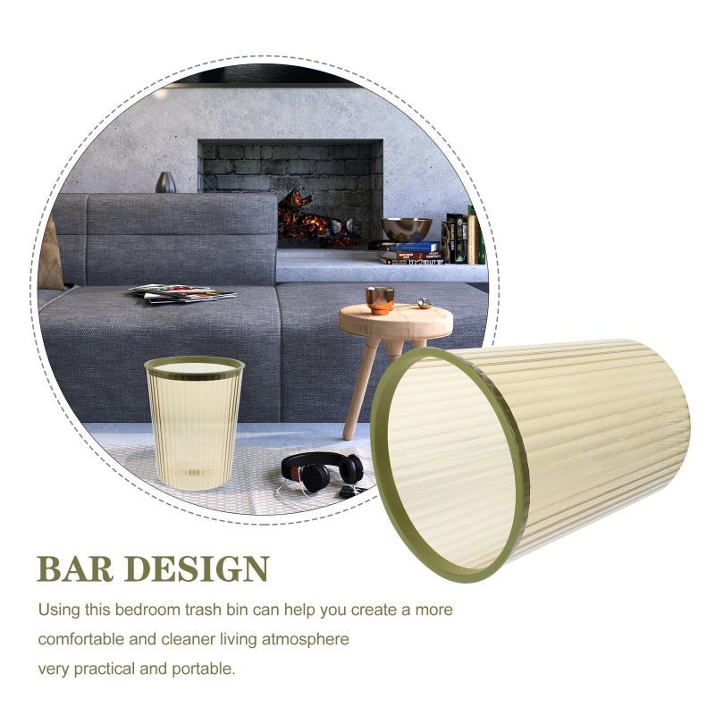 Large Plastic Pet Trash Can With Green Rim For Home Kitchen Office Small Size Wastebasket - Image 4