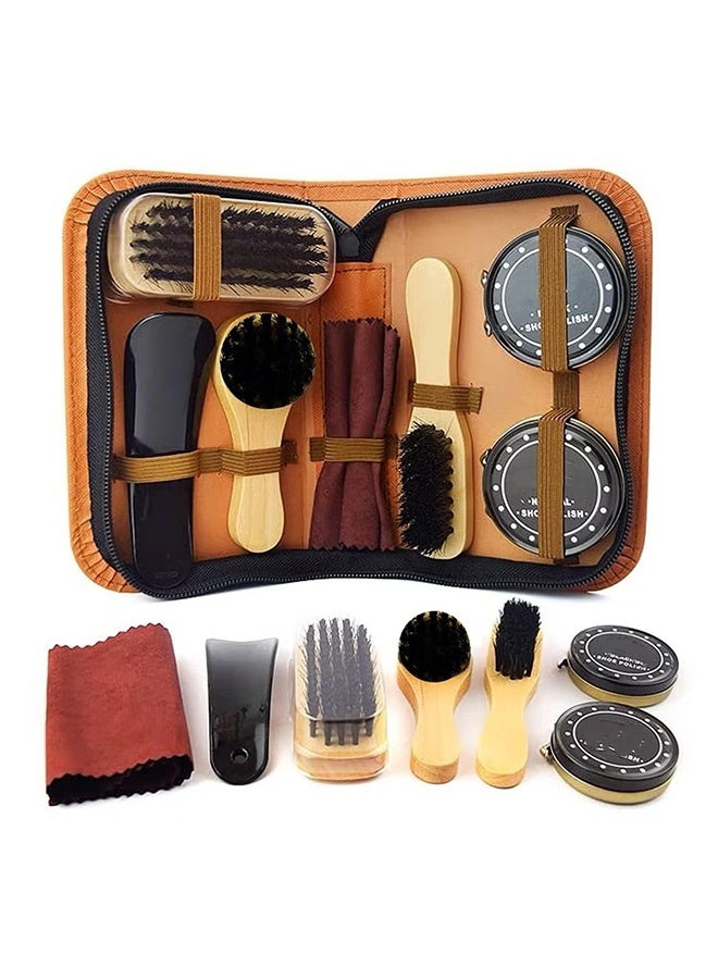 Shoe Shining Tool Set – 4 Pieces, Brush, Cloth, for Leather, Sneakers, Cleaning