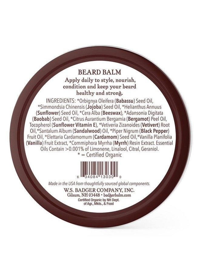 Badger - Beard Balm Leavein Beard Conditioner Organic Beard Balm Beard Styling Balm Nongreasy Beard Moisturizer Facial Hair Balm Beard Treatment Mustache Balm 2 Oz - Image 1