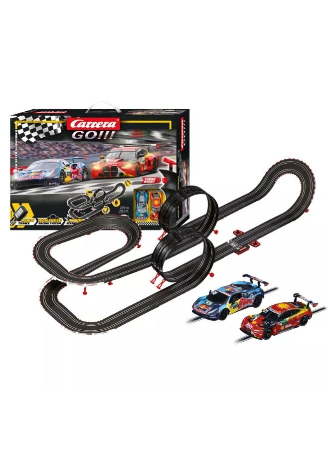 Carrera GO!!! DTM High Speed Showdown Slot Car Racing Track Set (8.9m) I 1:43 Scale I Includes 2 Cars & 2 Turbo Controllers I For Ages 6+ - Image 1