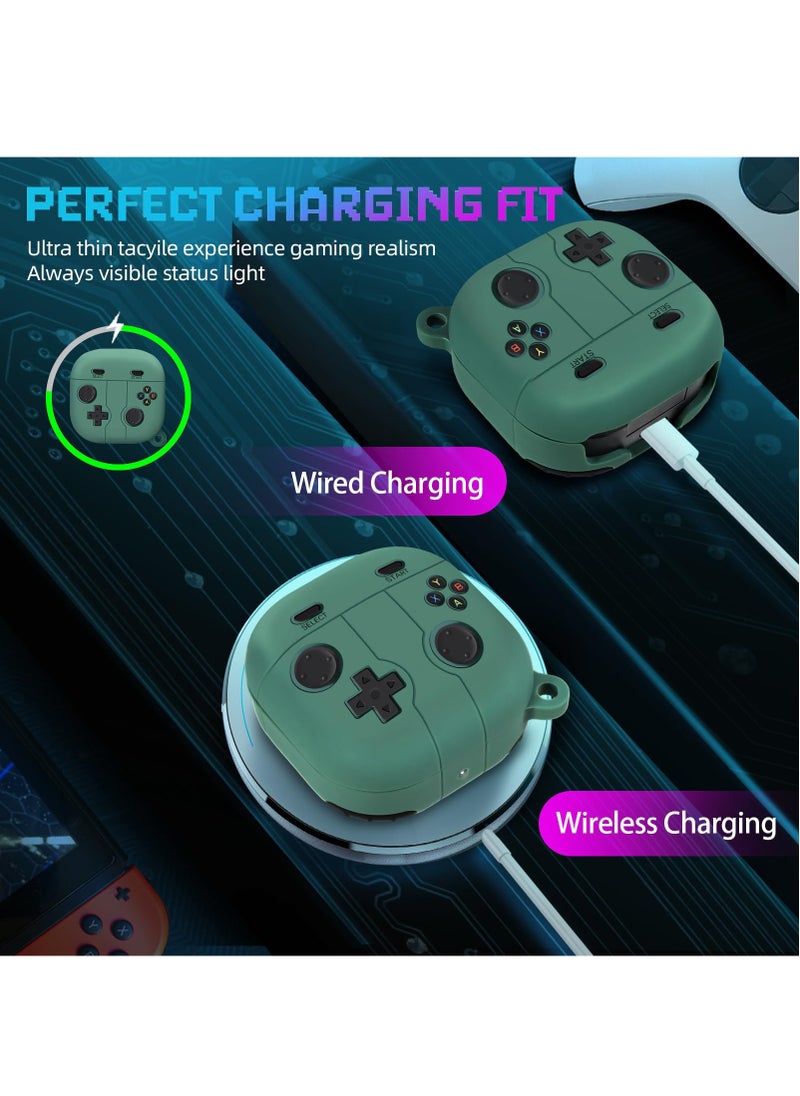 For Samsung Galaxy Buds FE Case 2023 | Galaxy Buds 2 Pro Case 2022 | Galaxy Buds 2 Case 2021 | Galaxy Buds Pro Case 2021 | Galaxy Buds Live 2020 3D Game Console Design Silicone Cover with Carabiner