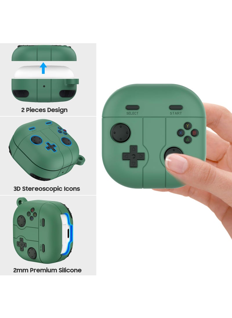 For Samsung Galaxy Buds FE Case 2023 | Galaxy Buds 2 Pro Case 2022 | Galaxy Buds 2 Case 2021 | Galaxy Buds Pro Case 2021 | Galaxy Buds Live 2020 3D Game Console Design Silicone Cover with Carabiner