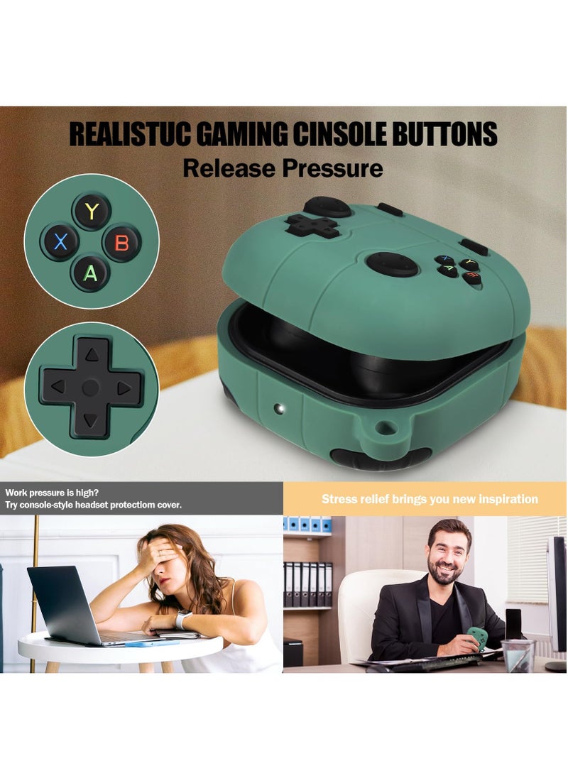 For Samsung Galaxy Buds FE Case 2023 | Galaxy Buds 2 Pro Case 2022 | Galaxy Buds 2 Case 2021 | Galaxy Buds Pro Case 2021 | Galaxy Buds Live 2020 3D Game Console Design Silicone Cover with Carabiner