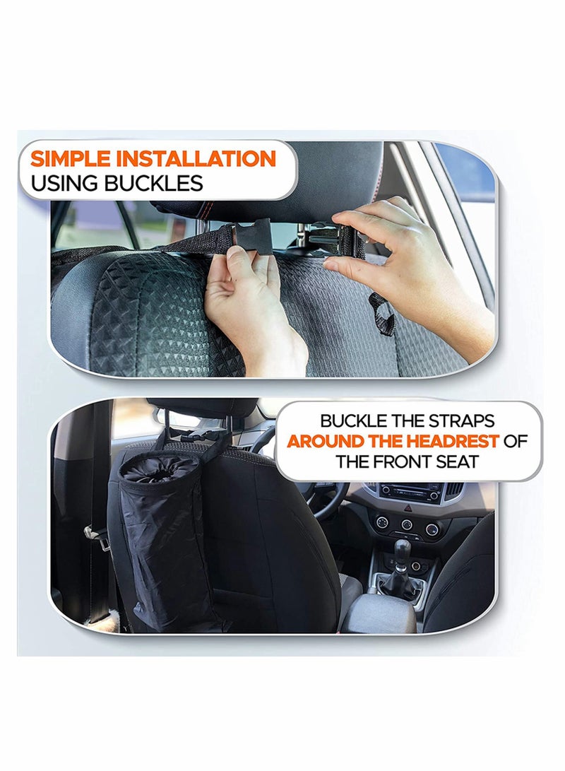 Car Trash Bag Leakproof Litter Bag, Console and Headrest Garbage Bin, Detachable Garbage Storage Bag for Litter, Seat Back Hanging Trashbag Waterproof, Auto Trash Bag (2 Pack) - Image 4