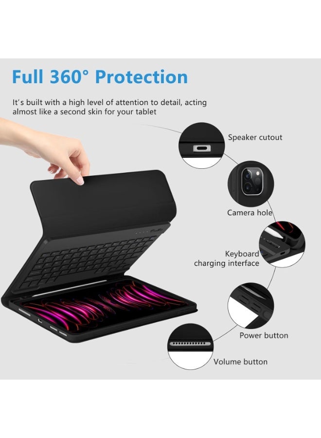 Muzz Wireless Keyboard Case with Arabic and English Layout, Rechargeable Bluetooth, Slim Stand Cover,Keyboard Case For (iPad Air 5th 10.9 inch 2022) - Image 5