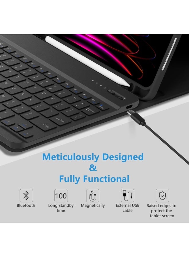 Muzz Wireless Keyboard Case with Arabic and English Layout, Rechargeable Bluetooth, Slim Stand Cover,Keyboard Case For (iPad Air 5th 10.9 inch 2022) - Image 4