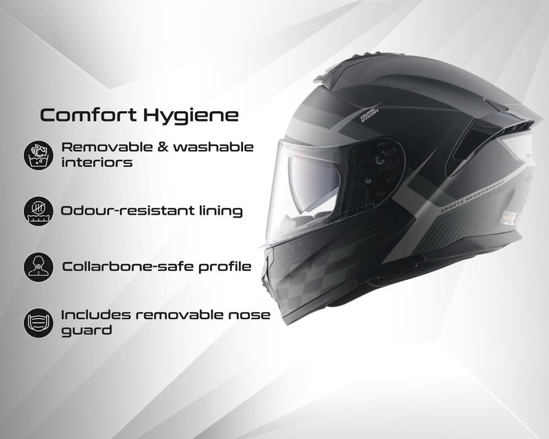 Vega Zap D/V Full Face Riding Helmet with Dual Visor, Shock Absorbing Liner, Comfortable Interior, Lightweight Shell, Aerodynamic Design, and Modern Black Styling Black-L - Image 4