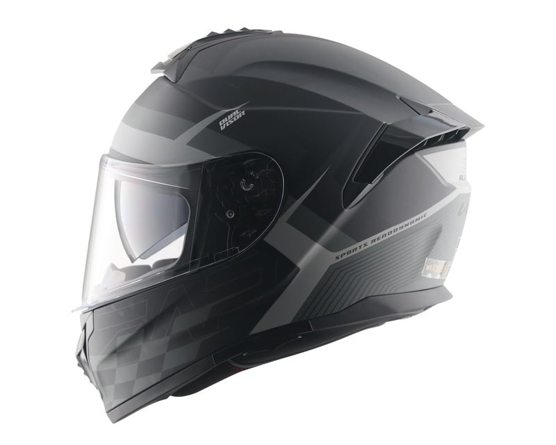 Vega Zap D/V Full Face Riding Helmet with Dual Visor, Shock Absorbing Liner, Comfortable Interior, Lightweight Shell, Aerodynamic Design, and Modern Black Styling Black-L - Image 1