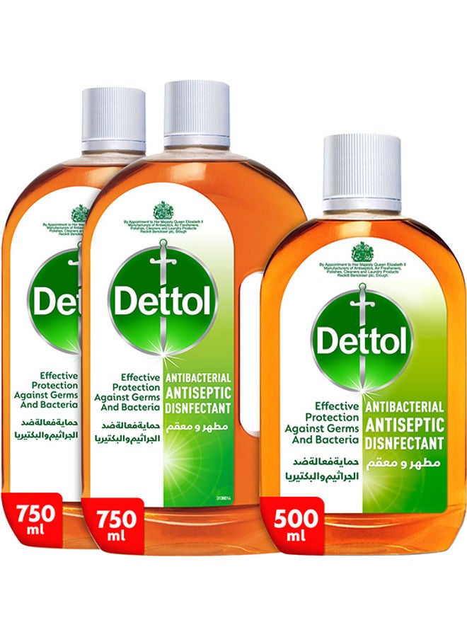 Dettol 2-Piece Disinfectant 750ml With Antibacterial Antiseptic Liquid 500ml Orange