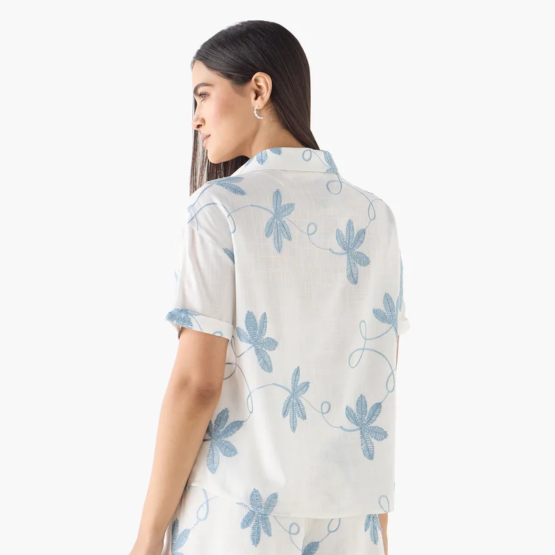 2Xtremz 2Xtremz Embroidered Shirt with Collar and Short Sleeves