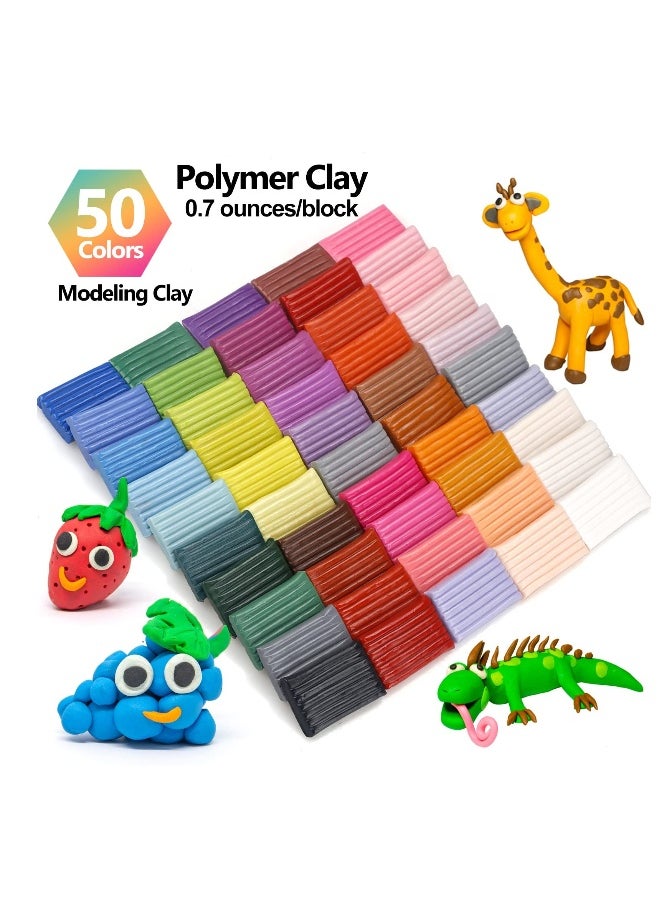 Polymer Clay Set 50 Colors DIY Modeling Clay Starter Kits for Kids Oven Bake Clay with Sculpting Tools Non Toxic Ideal for Sculpture Crafting DIY Projects Great Gift for Children and Beginners  - Image 2