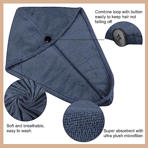 Sassoon Venir Microfiber Hair Wrap Towel for Women (Denim Color, Free Size) with Smooth Texture Super Absorbent Quick Dry Hair Turban for Drying Hair - Image 3