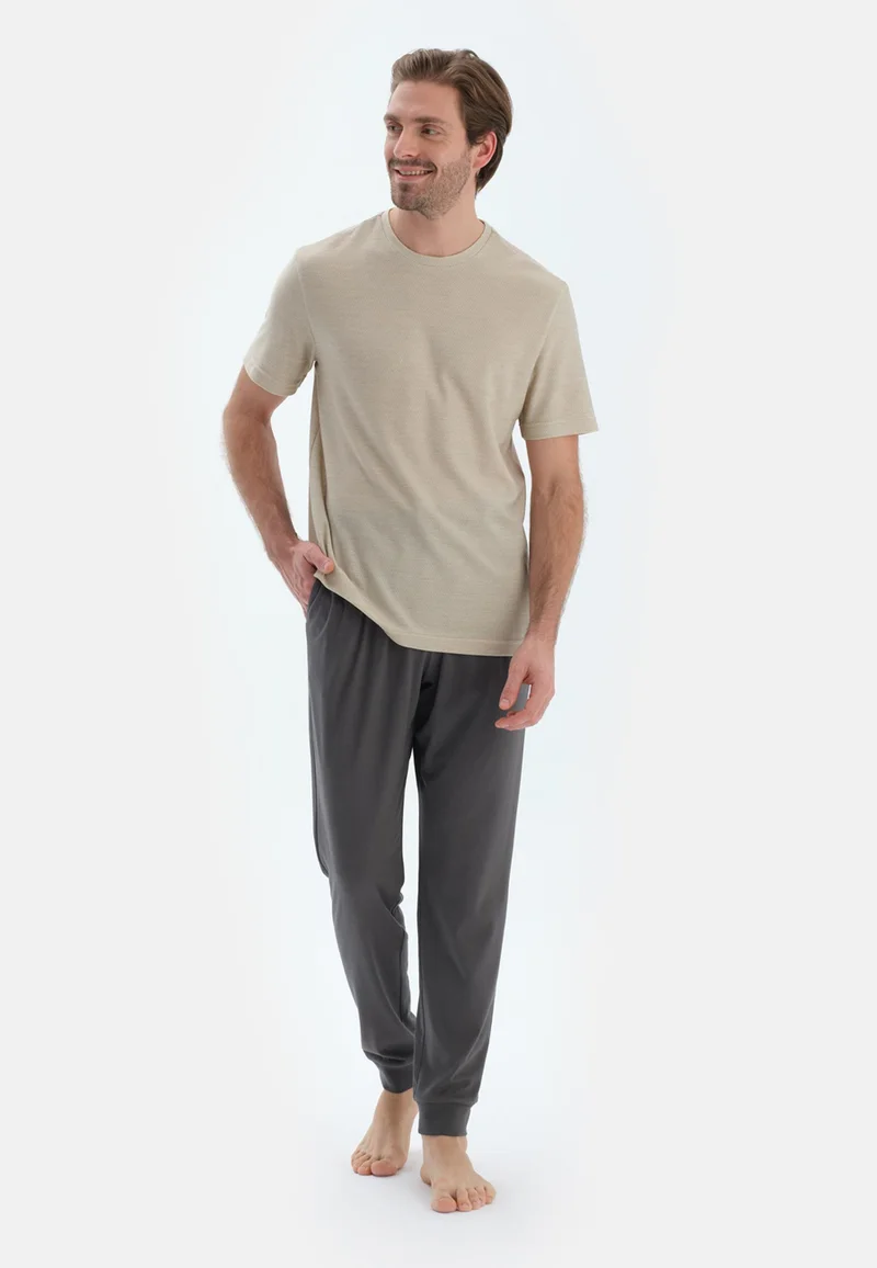 dagi  Regular/Classic Fit T-shirt & Trousers Pajama Sets Crew Neck Cotton Blend Sleepwear for Men | Best Price UAE