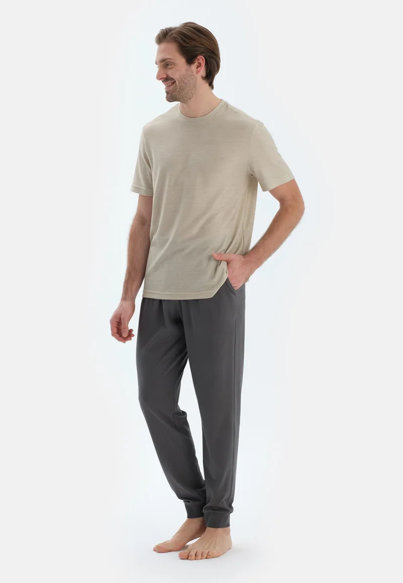 dagi Regular/Classic Fit T-shirt & Trousers Pajama Sets Crew Neck Cotton Blend Sleepwear