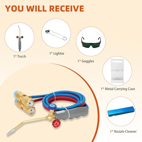 Hosile Update Oxygen MAPP Torch Kit, Dual gauge design, With portable cylinder metal stand and lighter, for Heating, Soldering, Glass Blowing, Oxypropane Welding Gas Cutting Torch Kit - Image 4