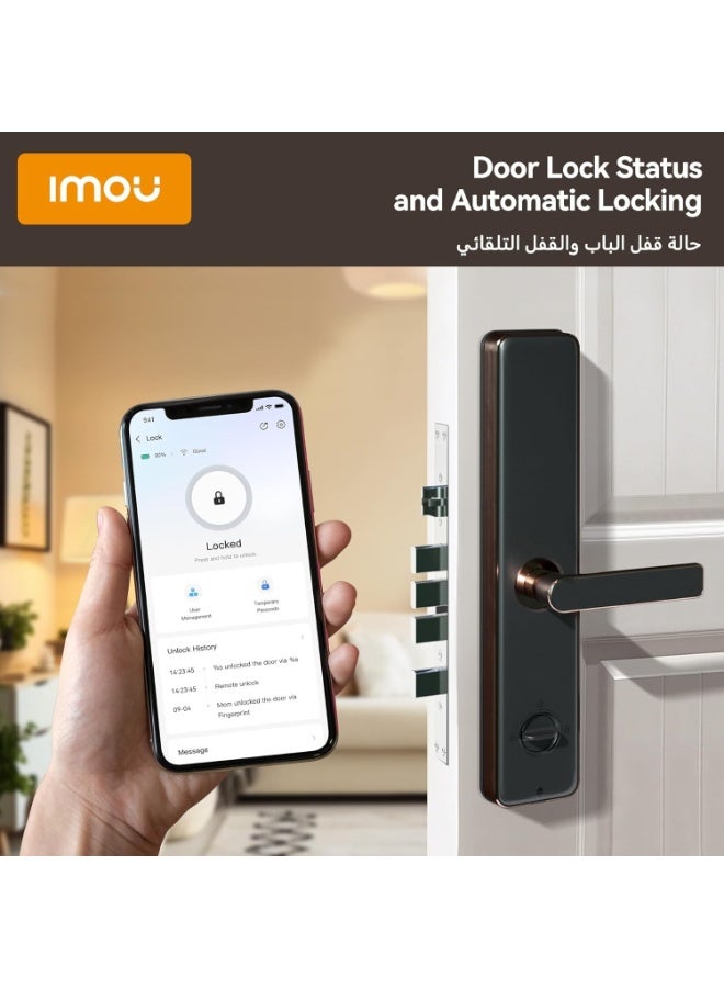 IMOU K1-W Smart Door Lock – 5-in-1 Keyless Entry with Fingerprint, Passcode, App, RFID Card, Mechanical Key – Wi-Fi 2.4GHz, Bluetooth, Touchscreen, Battery Powered, Home/Apartment Security, Gold/Black | K1-G(F)-W-EN - Image 4