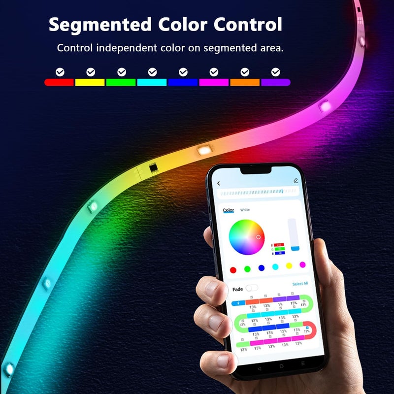 dalattin LED Strip Lights IC+RGB, 5050 Led Lights for Bedroom, DIY Multiple Colors on One Line, Led Lights with Remote&App Control,Color Changing LED Strip Lighting Music Sync,Halloween Gifts, 16.4ft - Image 4