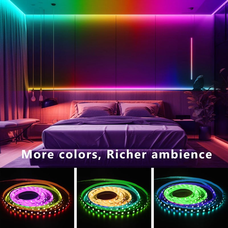 dalattin LED Strip Lights IC+RGB, 5050 Led Lights for Bedroom, DIY Multiple Colors on One Line, Led Lights with Remote&App Control,Color Changing LED Strip Lighting Music Sync,Halloween Gifts, 16.4ft - Image 3