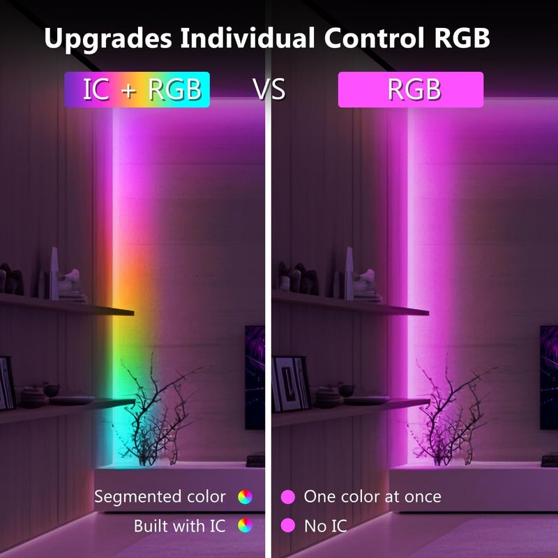 dalattin LED Strip Lights IC+RGB, 5050 Led Lights for Bedroom, DIY Multiple Colors on One Line, Led Lights with Remote&App Control,Color Changing LED Strip Lighting Music Sync,Halloween Gifts, 16.4ft - Image 2