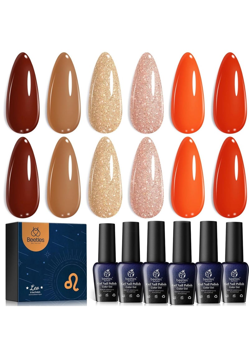 beetles Gel Polish Beetles Fall Gel Polish Nail, 6 Colors Golden Empire Orange Yellow Brown Gel Polish Set Soak Off Uv LED Lamp Trendy Manicure Gel Nail Polish Kit for Girls Women  - Image 1