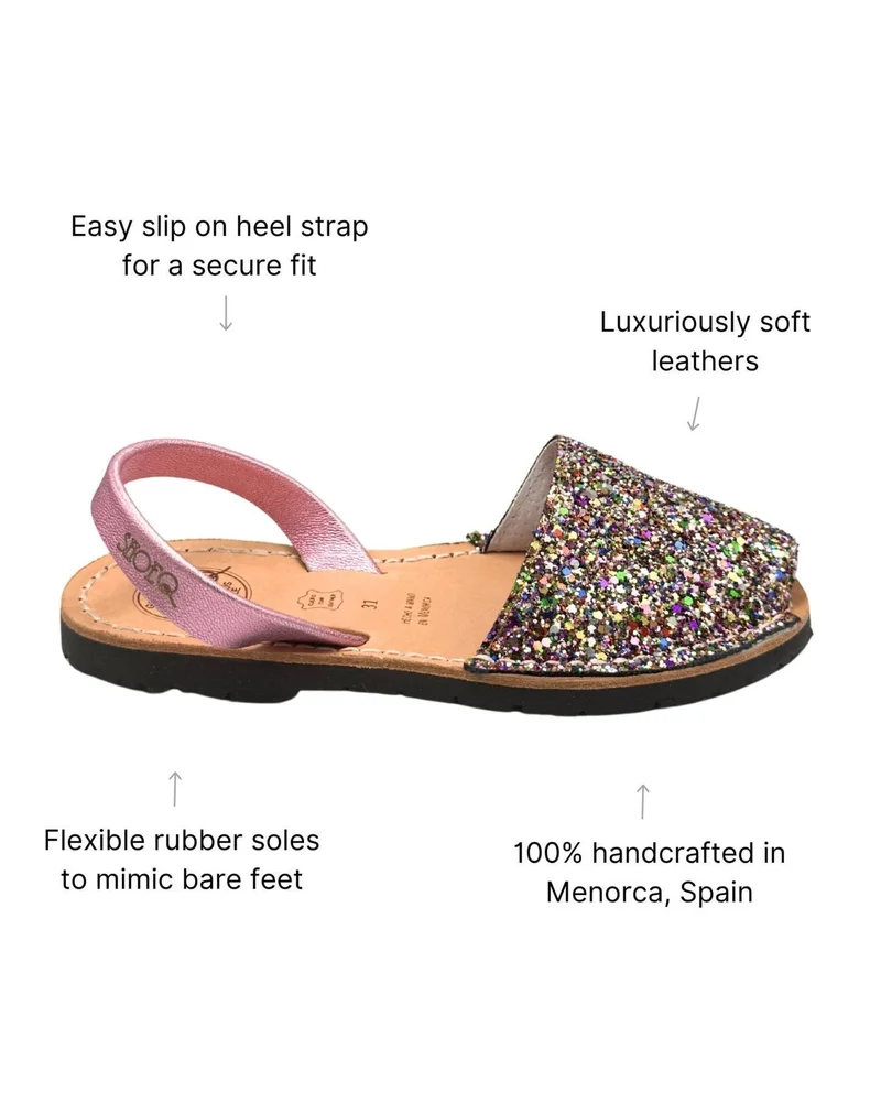 Shoeq Rainbow Pink Glitter Girls Classic Avarca for Women | Best Price UAE