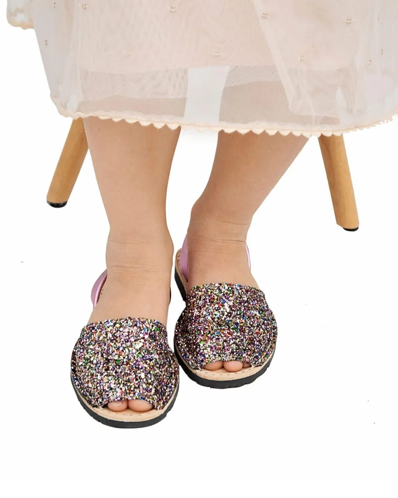 Shoeq Rainbow Pink Glitter Girls Classic Avarca for Women | Best Price UAE