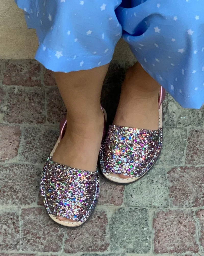 Shoeq Rainbow Pink Glitter Girls Classic Avarca for Women | Best Price UAE