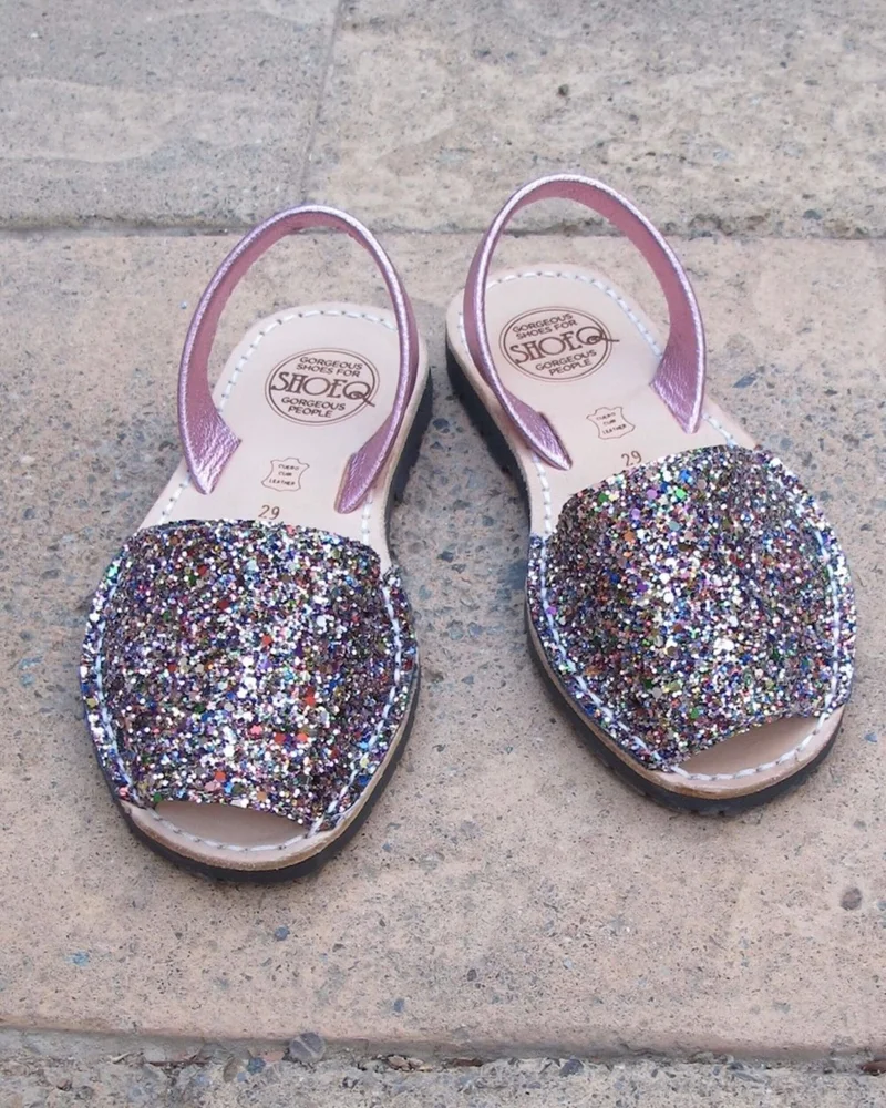 Shoeq Rainbow Pink Glitter Girls Classic Avarca for Women | Best Price UAE