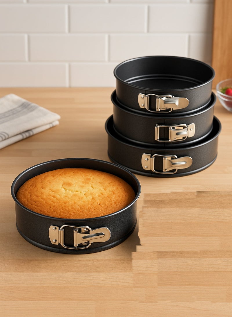 BASURRAH 4-Piece Round Cake Pan Set 24–30 cm – Non-Stick Springform Baking Pans with Removable Base for Easy Cake Release and Cleaning - Image 5