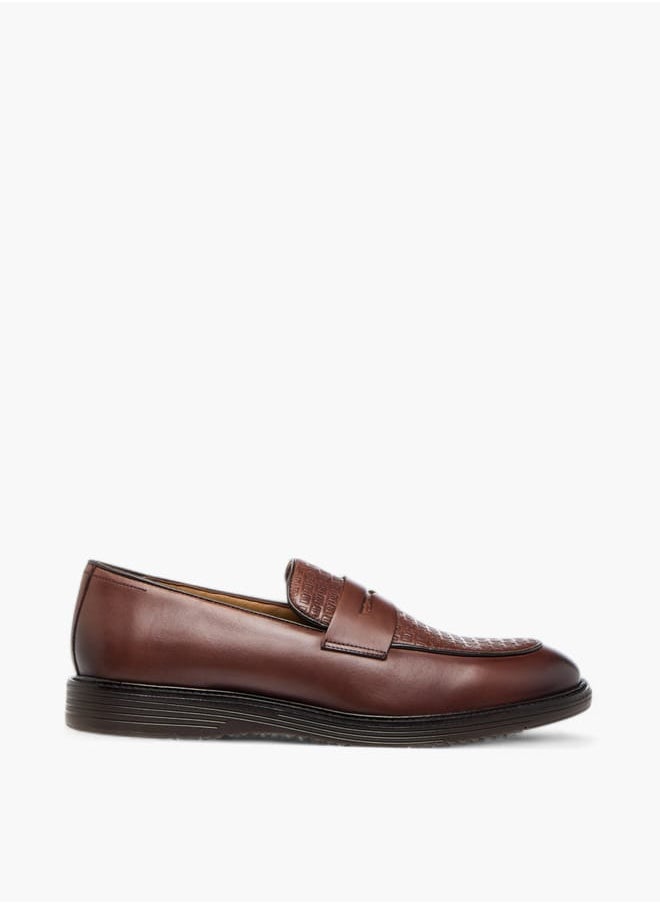 DUCHINI Men's Textured Slip-On Loafers with Cutout Detail  - Image 3