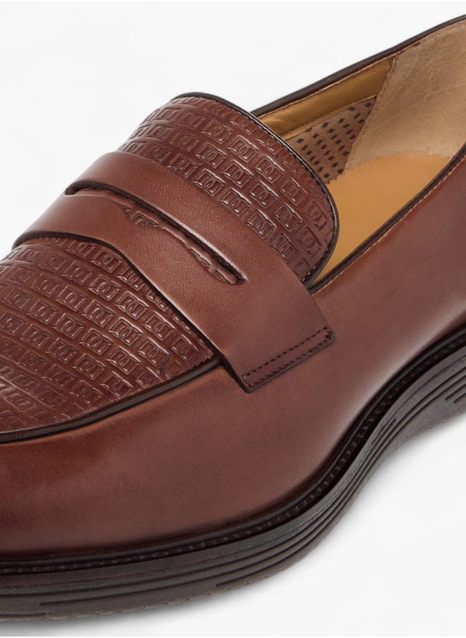 DUCHINI Men's Textured Slip-On Loafers with Cutout Detail  - Image 4