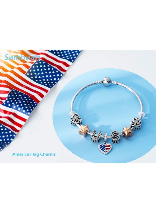 Sambaah Sterling Silver America Flag Charm Love Usa Heart Charm With Enamel For Pandora Bracelets  - Image 4