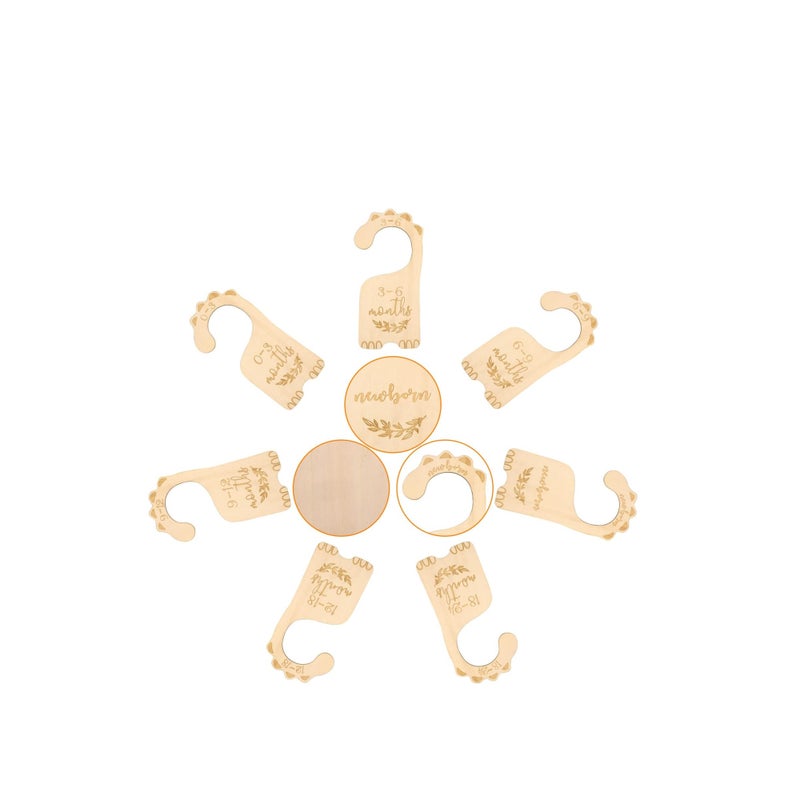 Zikra Wooden Baby Closet Dividers, 7 Pcs Baby Closet Size Divider, Baby Cloth Organizers Baby Clothes Sorting Tags, from Newborn Infant to 24 Months, Boy Girl Nursery Decor - Image 5