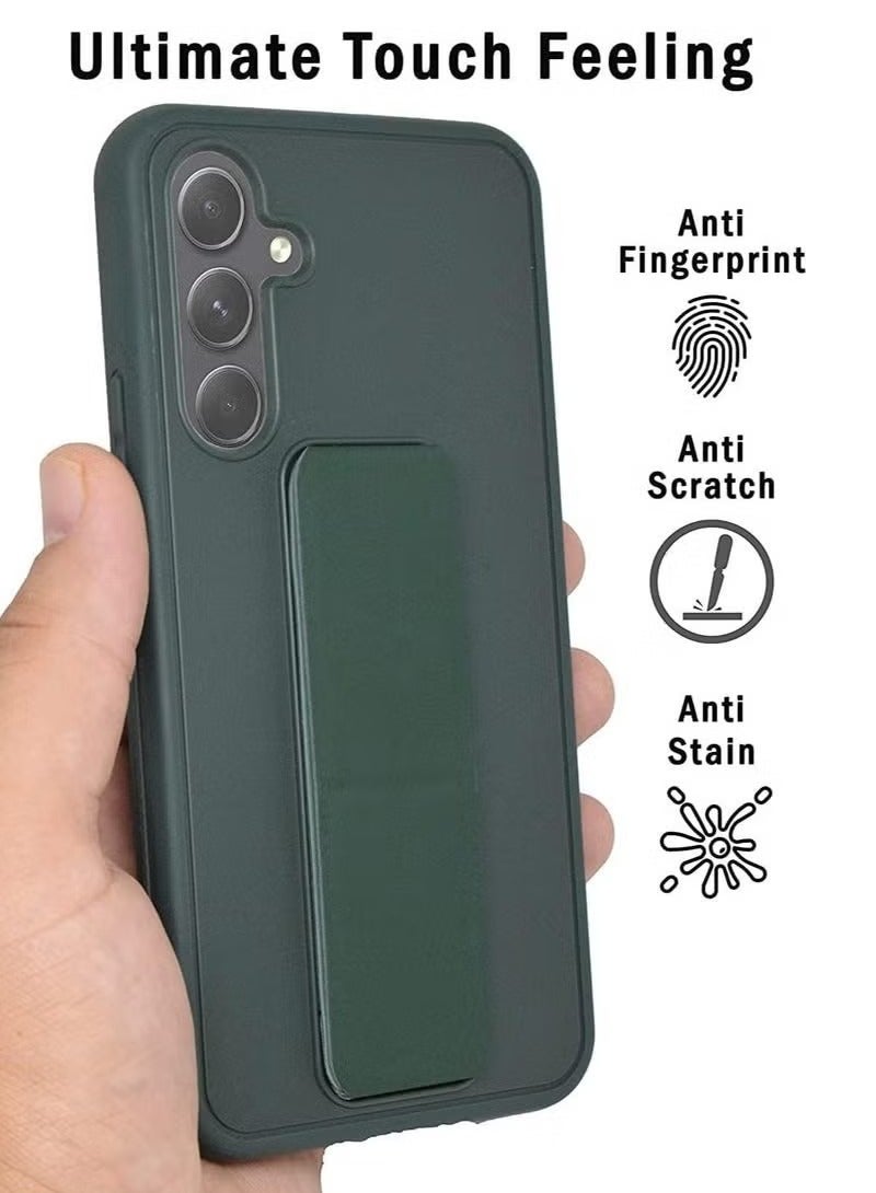 MIGOFAST Samsung Galaxy A25 Back Stand Case Cover Magnetic Holder Soft Silicone Case Horizontal & Vertical Kickstand Cover Wrist Strap Full protection Scratch Resistance Matte Finish Case For Samsung Galaxy A25 - Image 3