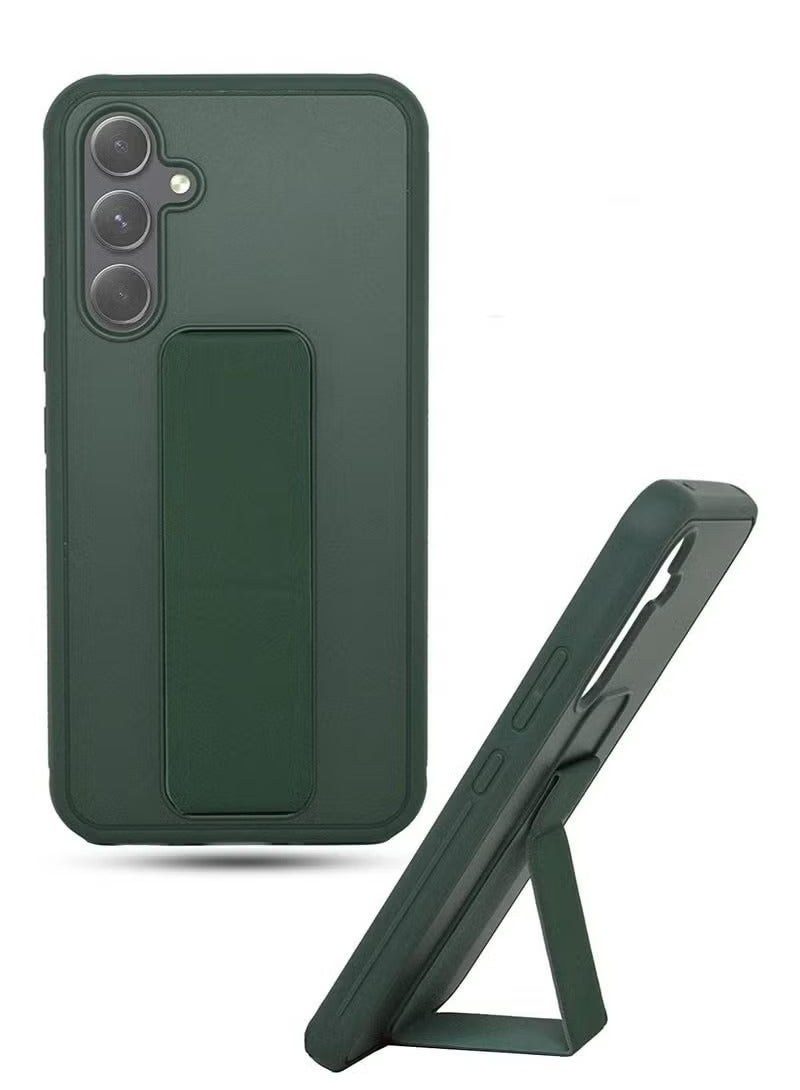 MIGOFAST Samsung Galaxy A25 Back Stand Case Cover Magnetic Holder Soft Silicone Case Horizontal & Vertical Kickstand Cover Wrist Strap Full protection Scratch Resistance Matte Finish Case For Samsung Galaxy A25 - Image 1