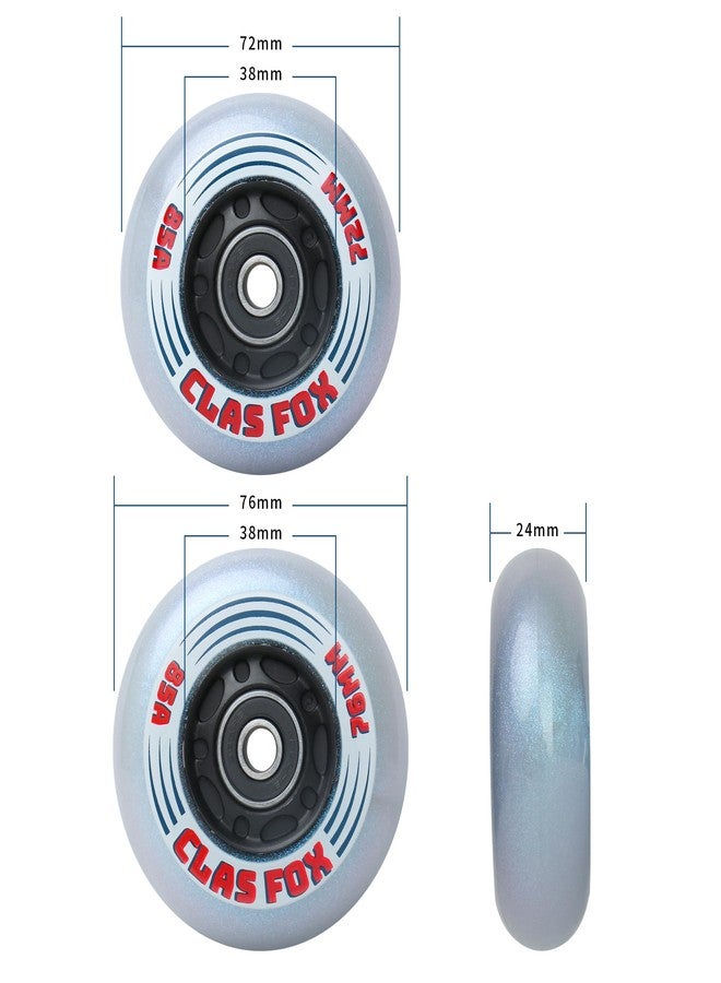 CLAS FOX Inline Skate Wheels With Wheels Bag 72MM/76MM 85A Shining Flash Inline Skate Replacement Wheels With Bearings ABEC-9 (8-Pack) (76MM) - Image 2