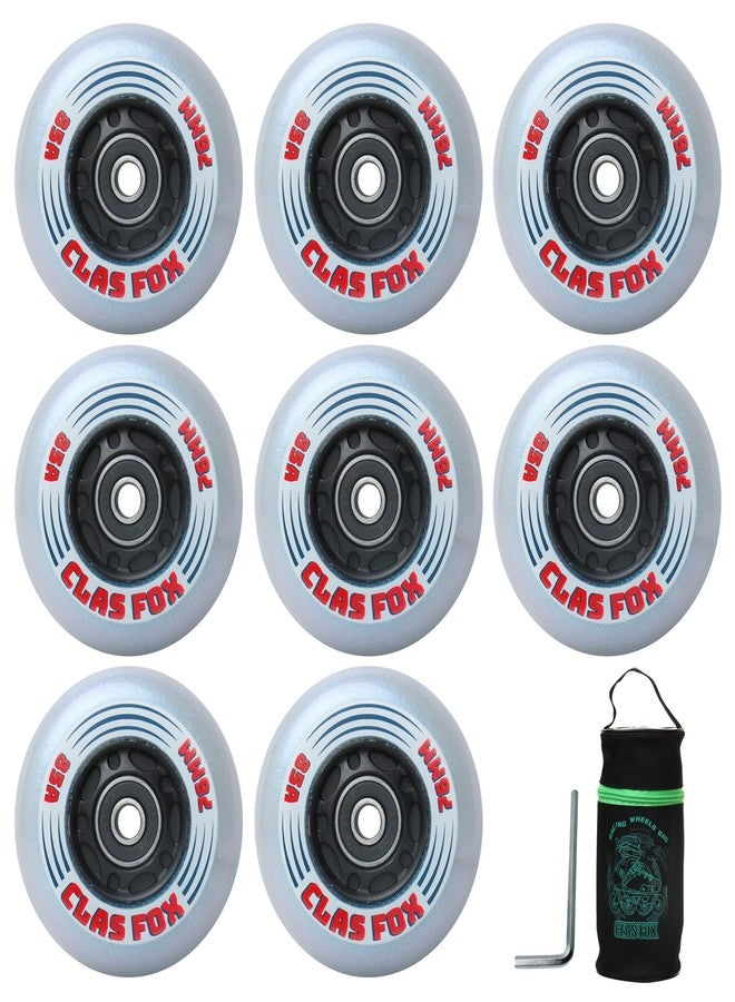 CLAS FOX Inline Skate Wheels With Wheels Bag 72MM/76MM 85A Shining Flash Inline Skate Replacement Wheels With Bearings ABEC-9 (8-Pack) (76MM) - Image 1