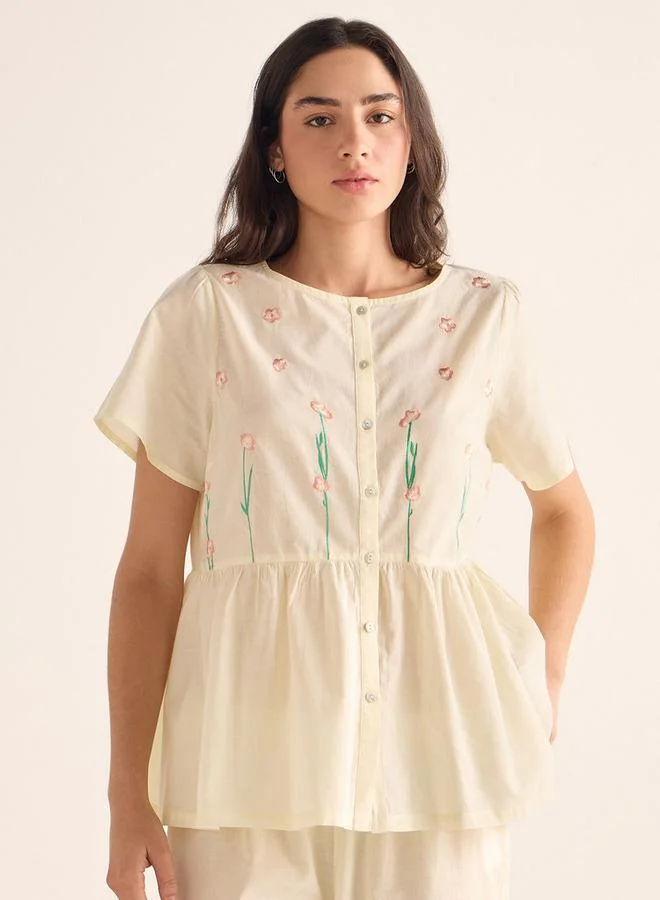 Splash FAV Embroidered Shirt and Pyjama Set