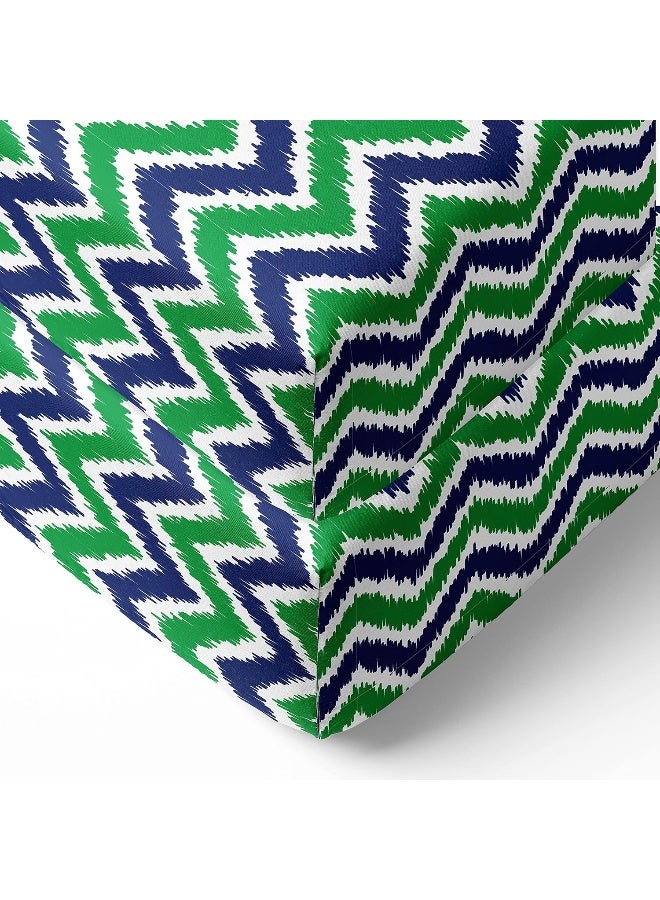 Bacati Mix and Match Zigzag Crib Fitted Sheet, Blue/Green, 2 Count - Image 1