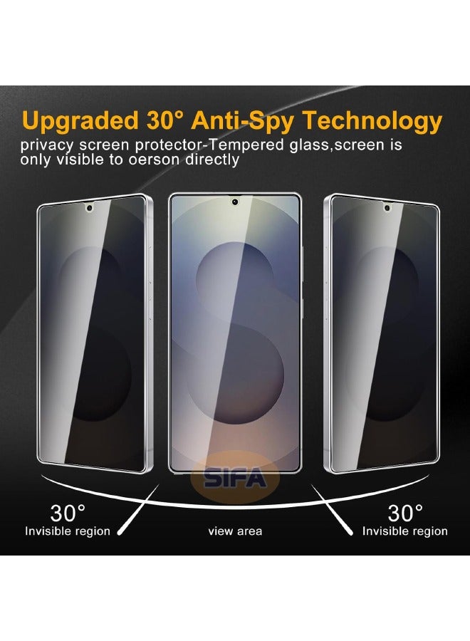 جلاس عبوة من قطعتين من واقي شاشة الخصوصية لهاتف Samsung Galaxy S25 Ultra، [مضاد للتجسس بزاوية 30 درجة] [صلابة 9H] [فتح ببصمة الإصبع بالموجات فوق الصوتية] [مضاد للخدش] [خالي من الفقاعات] واقي شاشة مقوى لهاتف Samsung S25 Ultra مقاس 6.9 بوصة (معبأة، قطعتان) - Image 2