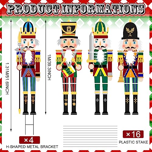 Soaoo 4 Pcs Christmas Nutcracker Gnome Yard Sign with Large Stakes Xmas Courtyard Decor Giant Nutcracker Gnome Outdoor Christmas Decoration for Outside Lawn Porch - Image 2