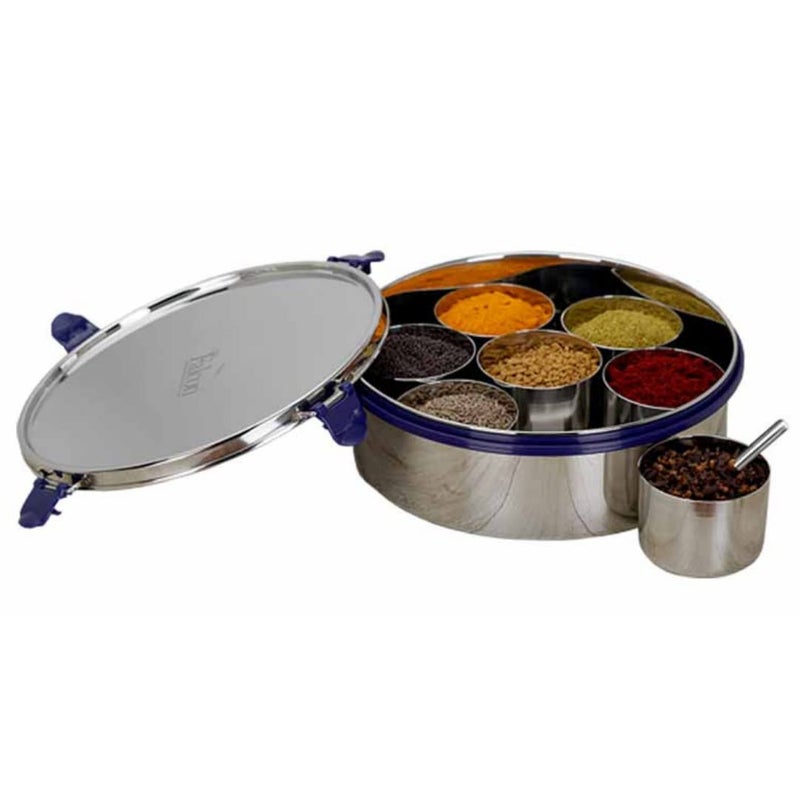 PDDFALCON Stainless Steel EcoNxt Masala Spice BoxDabbaOrganiser 7 Containers And 2 Small Spoon 1700ml - Image 1