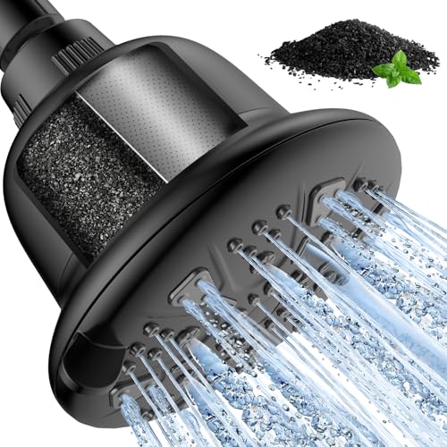 MakeFit Filtered Shower Head with Upgraded Activated Carbon Filter High Pressure Shower Head with Hard Water Softener 7 Settings Bathroom Rain Showerhead to Remove Chlorine and Heavy Metals - Image 1
