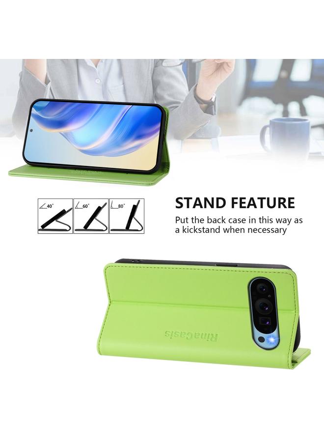 S-TOP Case For Google Pixel 9 / 9 Pro RC01 Dual-Folded Magnetic Suction RFID Leather Phone Case - Image 4