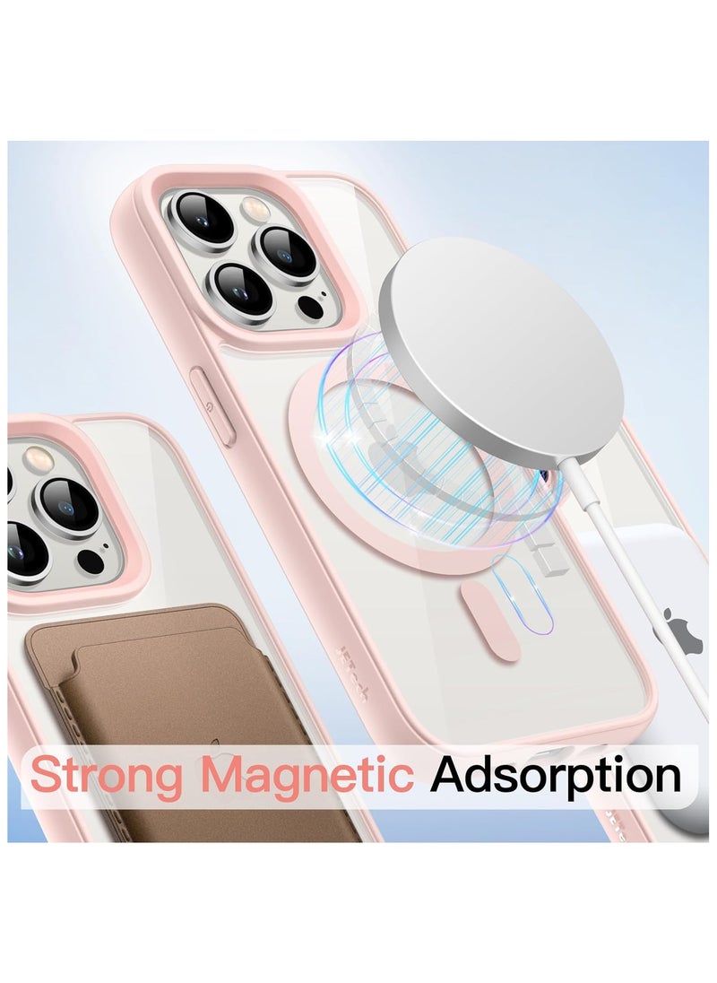 Magnetic Case for iPhone 13 Pro Max [Shockproof & Slim] Clear Hard Back Cover with high-Grade Protection | Pink