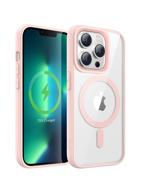 Magnetic Case for iPhone 13 Pro Max [Shockproof & Slim] Clear Hard Back Cover with high-Grade Protection | Pink