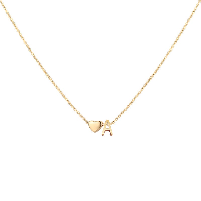 Glimmerst Initial Heart Necklace 18K Gold Plated Stainless Steel Tiny Heart Letter A Necklace Personalized Monogram Name Necklace for Women - Image 1