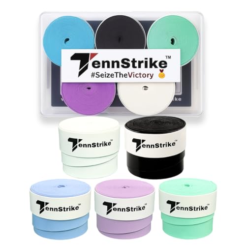 Tennstrike Badminton Grip Box | Pack of 5 | Sweat-Absorbent, Anti-Slip, Tacky, Durable Grips | Multi Color Racket Overgrip Tape for Badminton, Tennis, Pickleball and More - Image 1