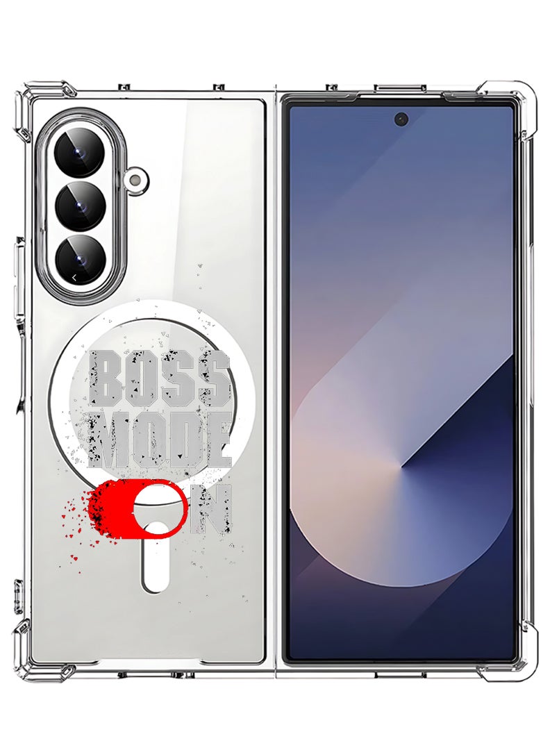 Theodor Magnetic Case for Samsung Galaxy Z Fold 7 Compatible with MagSafe Wireless Charging, Shockproof Phone Bumper Cover Boss Mode - White - Image 1