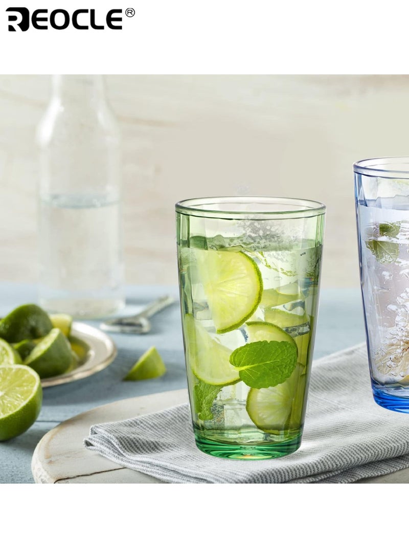 REOCLE 6PCS 490ML Unbreakable Drinking Glass Stackable Acrylic Tumbler Cups Colored BPA Free ABS Material Large Capacity Easy to Clean Suitable for Home Office Party Outdoor Use Ideal for Kids Men Women - Image 5
